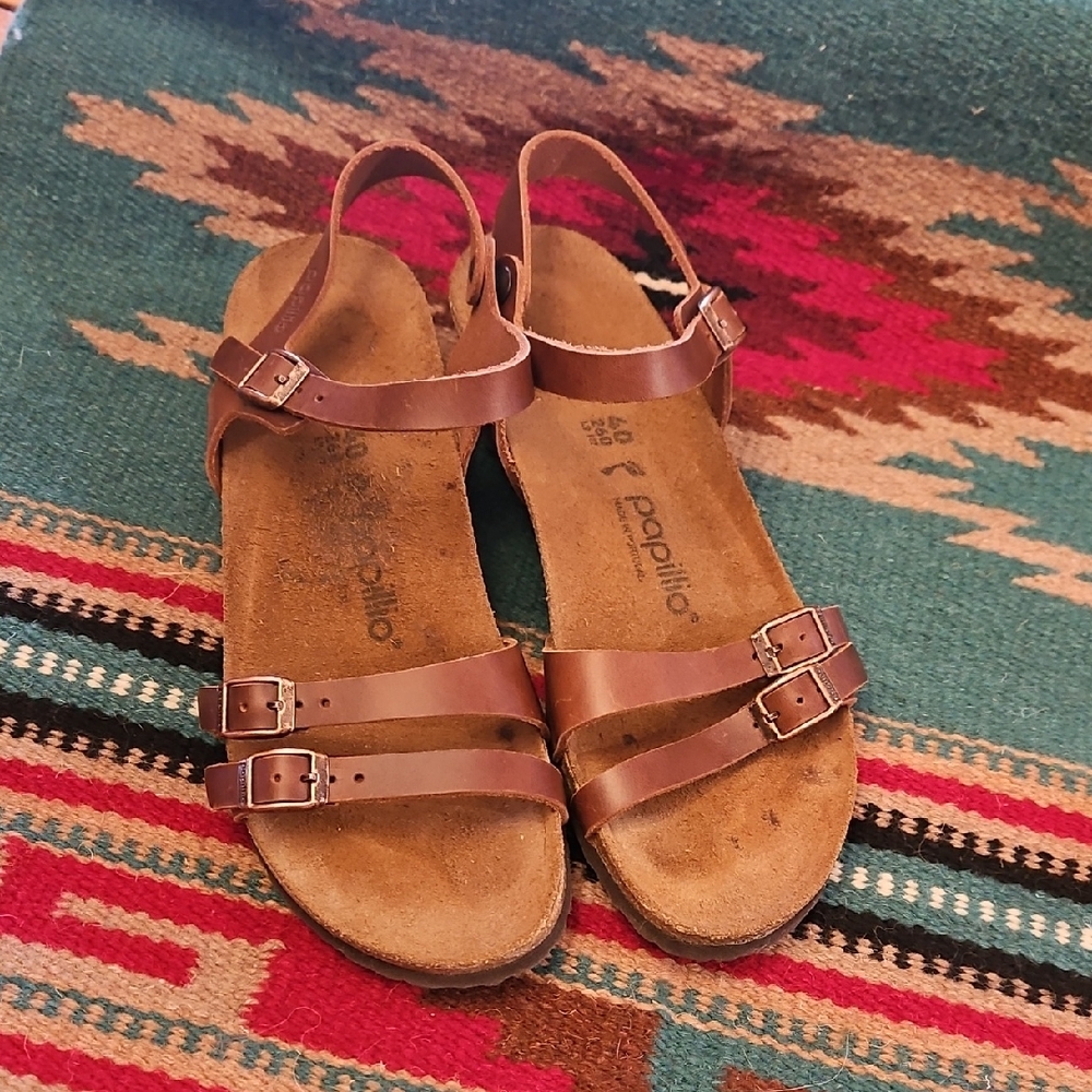 Papillio Brown Sandals with Cork Footbed and Ankle Straps size 40